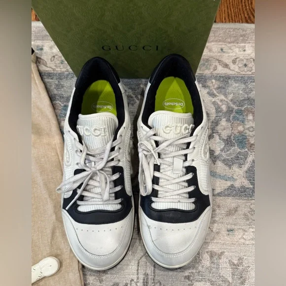 New in box Men’s GUCCI MAC80 Designer Sneakers shoes White black Size 7 Leather - Picture 2 of 10